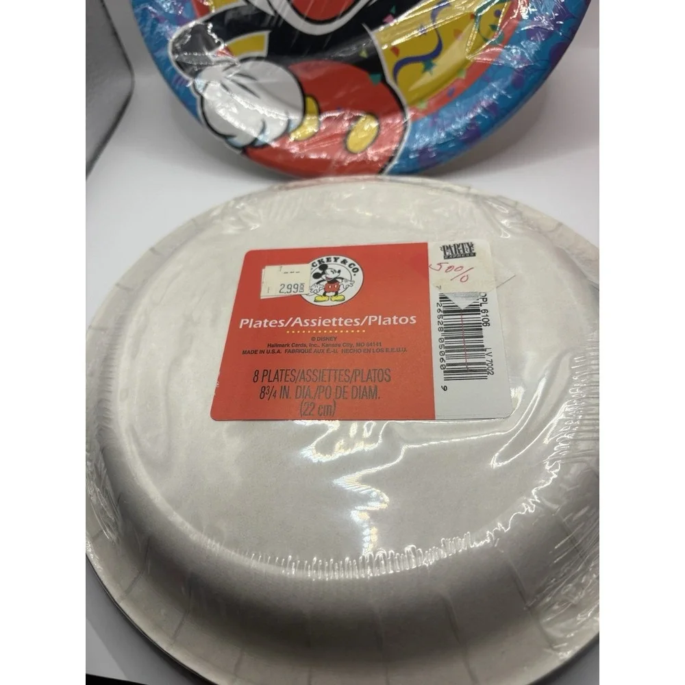 Vtg Party Express Hallmark Mickey Mouse Confetti Birthday Plates, Cups& Confetti